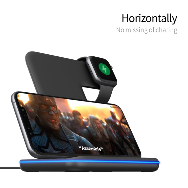 Sạc không dây từ tính đứng Z5A QI cho điện thoại di động & Apple Watch & AirPods / Samsung Galaxy Buds / Huawei Free Buds, có đèn vòng cảm ứng, Z5A