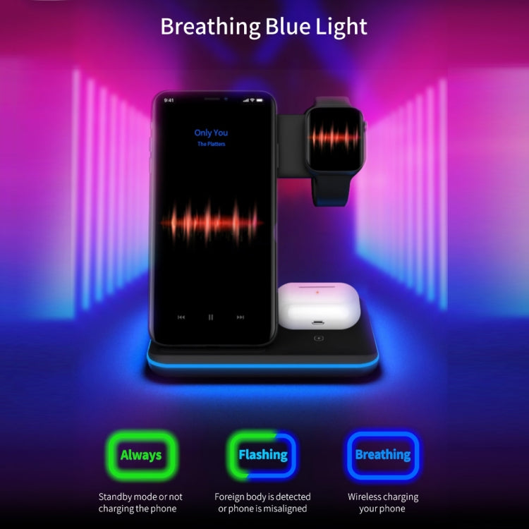 Sạc không dây từ tính đứng Z5A QI cho điện thoại di động & Apple Watch & AirPods / Samsung Galaxy Buds / Huawei Free Buds, có đèn vòng cảm ứng, Z5A