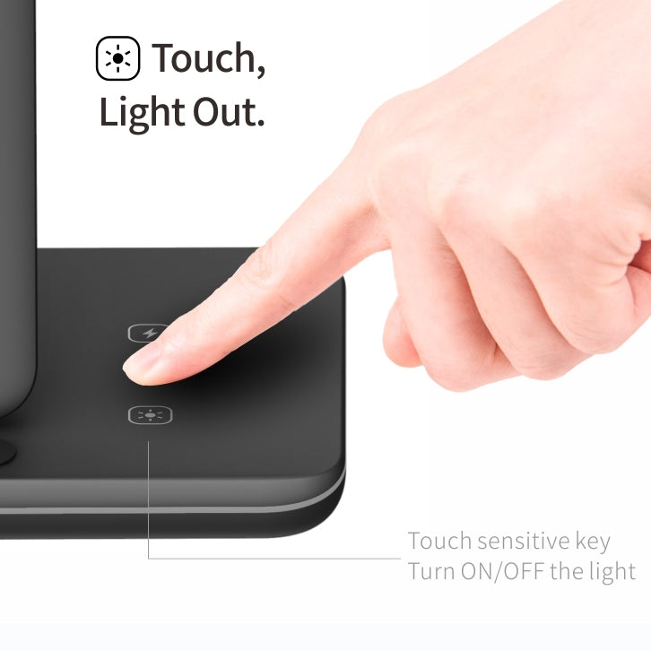 Sạc không dây từ tính đứng Z5A QI cho điện thoại di động & Apple Watch & AirPods / Samsung Galaxy Buds / Huawei Free Buds, có đèn vòng cảm ứng, Z5A