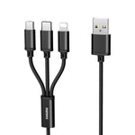 Cáp sạc REMAX RC-131TH 1m 2.8A 3 trong 1 USB sang 8 chân & USB-C / Type-C & Micro USB