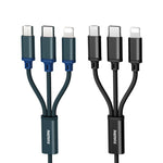 Cáp sạc REMAX RC-131TH 1m 2.8A 3 trong 1 USB sang 8 chân & USB-C / Type-C & Micro USB