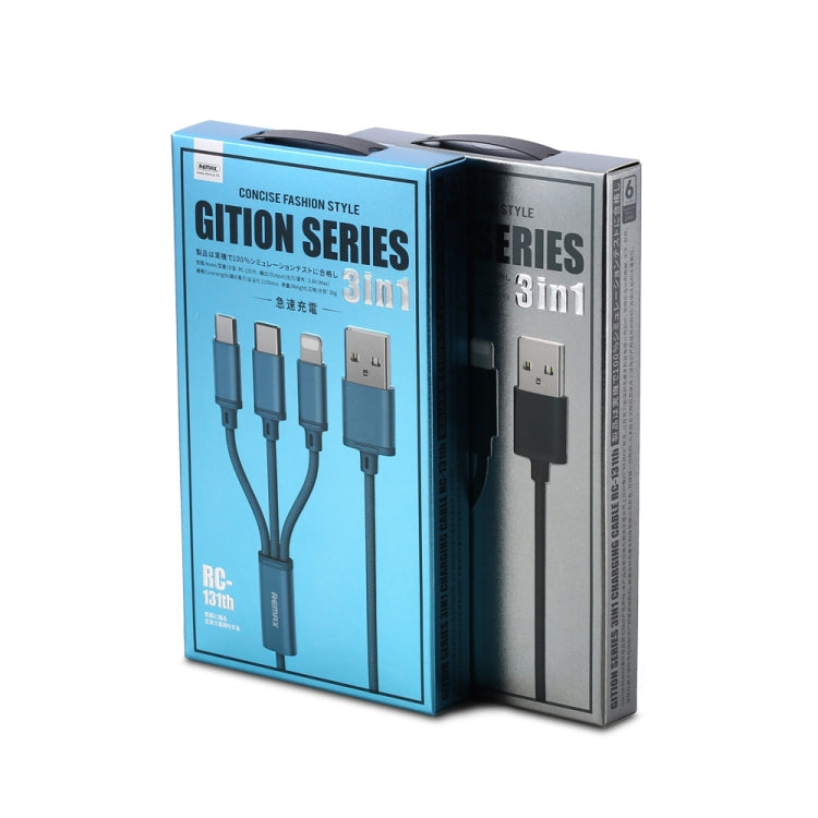 Cáp sạc REMAX RC-131TH 1m 2.8A 3 trong 1 USB sang 8 chân & USB-C / Type-C & Micro USB