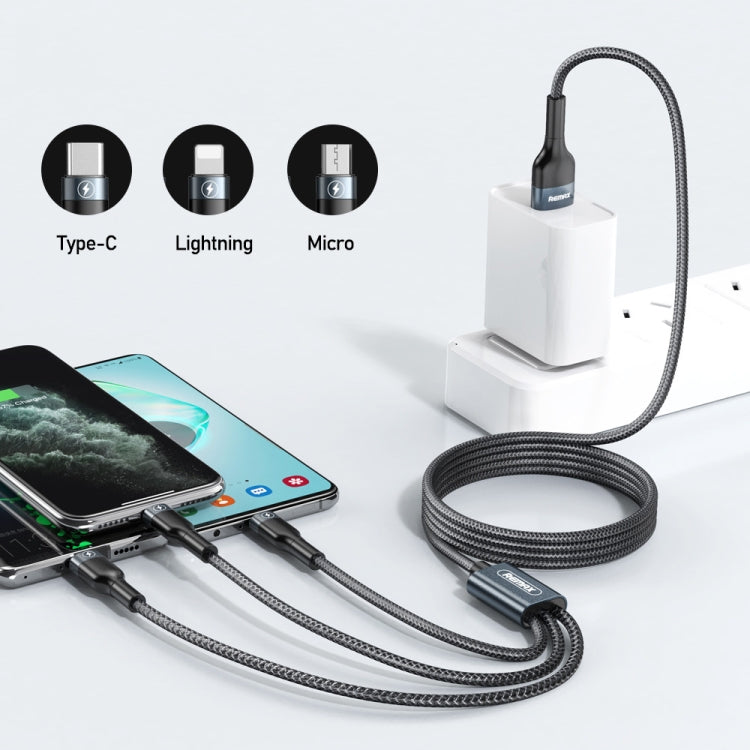 Cáp sạc REMAX RC-070TH 1.2m 2A 3 trong 1 USB sang 8 chân & USB-C / Type-C & Micro USB