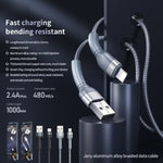 Cáp dữ liệu sạc nhanh REMAX RC-124i 1m 2.4A USB sang 8 chân bện hợp kim nhôm cho iPhone, iPad, 8 chân