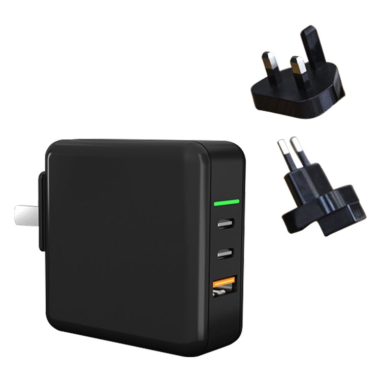 Bộ Sạc Nhanh Mini Di Động 65W Cổng USB x 1 + Cổng Type-C x 2 GaN Kèm Bộ Phích Cắm UK & US & EU