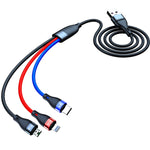 Cáp dữ liệu sạc nhanh 40W 5A USB sang Micro USB + USB-C / Type-C + 8 chân, chiều dài cáp: 1.2m, 1.2m