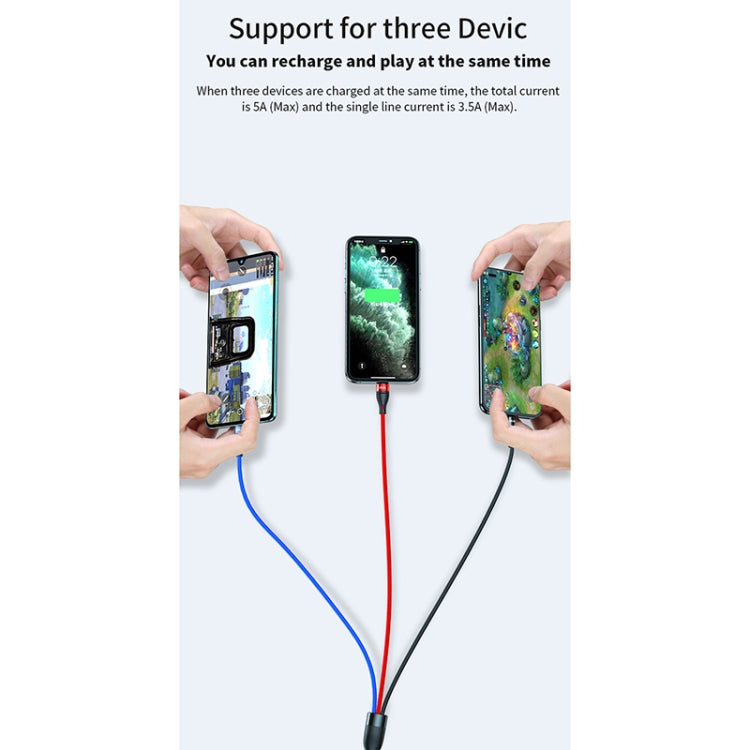 Cáp dữ liệu sạc nhanh 40W 5A USB sang Micro USB + USB-C / Type-C + 8 chân, chiều dài cáp: 1.2m, 1.2m