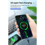 Cáp dữ liệu sạc nhanh 40W 5A USB sang Micro USB + USB-C / Type-C + 8 chân, chiều dài cáp: 1.2m, 1.2m