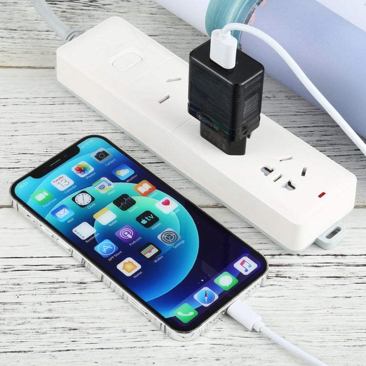 Bộ sạc du lịch 2 trong 1 LZ-728 18W QC 3.0 USB + cáp dữ liệu USB sang 8 Pin, phích cắm EU, chiều dài cáp: 1m, kèm cáp 8 Pin
