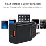 Bộ sạc du lịch 2 trong 1 LZ-728 18W QC 3.0 USB + cáp dữ liệu USB sang 8 Pin, phích cắm EU, chiều dài cáp: 1m, kèm cáp 8 Pin