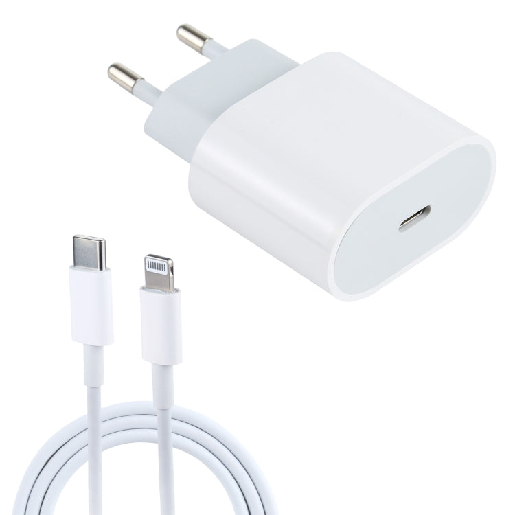 L-012 Bộ Sạc Du Lịch 2 trong 1 20W PD USB-C / Type-C + Bộ Cáp Dữ Liệu USB-C / Type-C Sang 8 Pin, Phích Cắm EU