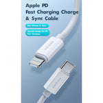 Cáp dữ liệu sạc nhanh ROCK Space Z19 PD 20W 3A USB-C / Type-C sang 8 chân TPE, chiều dài cáp: 1m, Z19