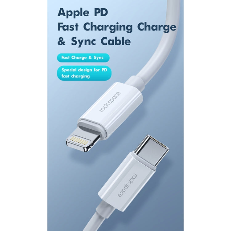 Cáp dữ liệu sạc nhanh ROCK Space Z19 PD 20W 3A USB-C / Type-C sang 8 chân TPE, chiều dài cáp: 1m, Z19