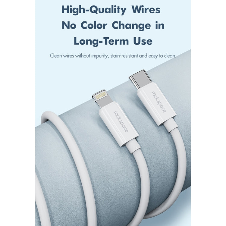 Cáp dữ liệu sạc nhanh ROCK Space Z19 PD 20W 3A USB-C / Type-C sang 8 chân TPE, chiều dài cáp: 1m, Z19