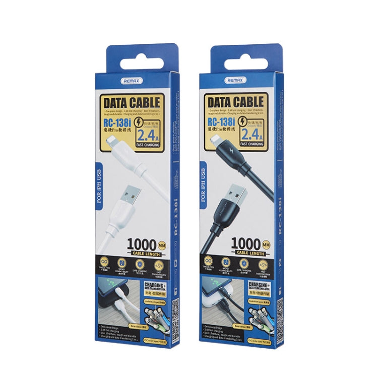 REMAX RC-138i Cáp dữ liệu sạc nhanh 2.4A USB sang 8 chân Suji Pro, chiều dài cáp: 1m, 8 chân