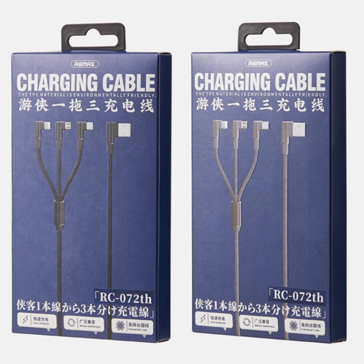 REMAX RC-167th Cáp sạc góc 3 trong 1 2.1A USB sang 8 chân + USB-C / Type-C + Micro USB dòng Range, chiều dài cáp: 1m