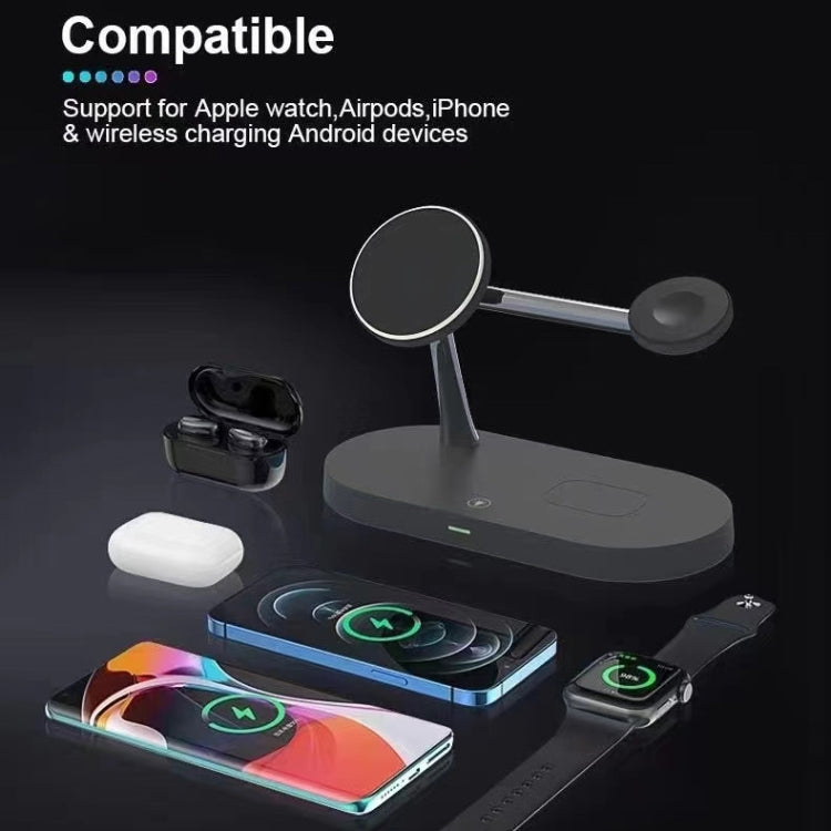 Sạc không dây đa chức năng từ tính 5 trong 1 15W T268 cho iPhone 12 Series & Apple Watch & AirPods 1 / 2 / Pro, có đèn LED