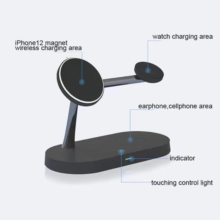 Sạc không dây đa chức năng từ tính 5 trong 1 15W T268 cho iPhone 12 Series & Apple Watch & AirPods 1 / 2 / Pro, có đèn LED