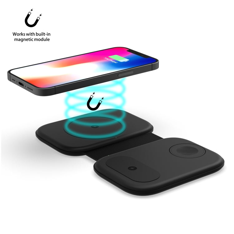 Sạc không dây gập đa chức năng từ tính 3 trong 1 15W F20 cho iPhone Series & Apple Watch & AirPods, F20