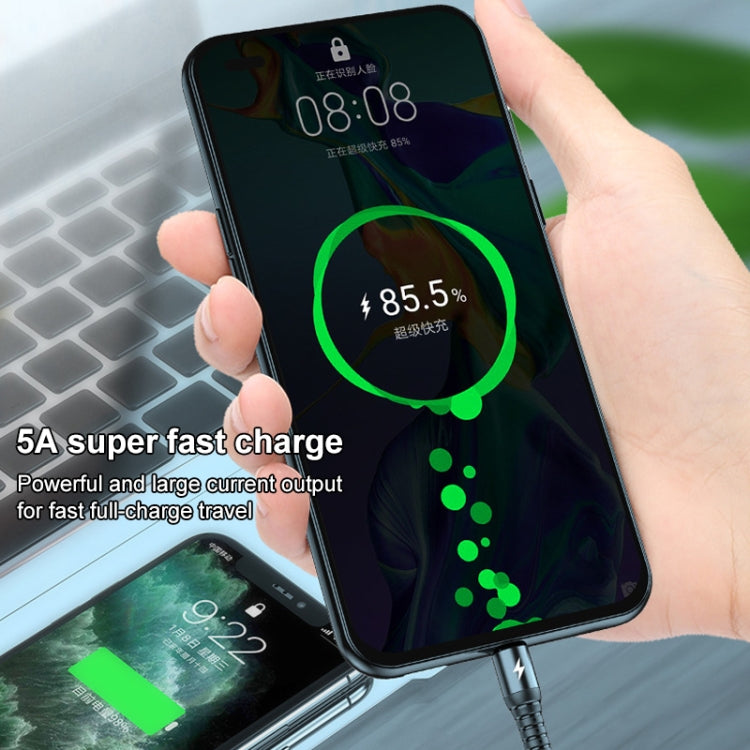 K061 Cáp dữ liệu sạc nhanh tròn 3 trong 1 USB sang 8 chân + USB-C / Type-C + Micro USB dài 1.2m 5A