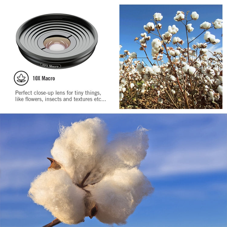 Bộ ống kính APEXEL APL-HB10X Macro Telephoto kẹp + Bộ lọc ánh sáng sao + CPL, APL-HB10X