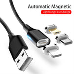 Cáp dữ liệu từ tính M11 3 trong 1 3A USB ra 8 Pin + Micro USB + USB-C / Type-C bện nylon, chiều dài cáp: 2m, 8 Pin + Micro USB + USB-C / Type-C