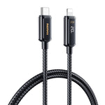 REMAX RC-128i Cáp dữ liệu sạc nhanh 20W hợp kim kẽm bện USB Type-C / USB-C sang 8 chân có màn hình kỹ thuật số thông minh, chiều dài: 1.2m