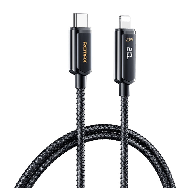REMAX RC-128i Cáp dữ liệu sạc nhanh 20W hợp kim kẽm bện USB Type-C / USB-C sang 8 chân có màn hình kỹ thuật số thông minh, chiều dài: 1.2m