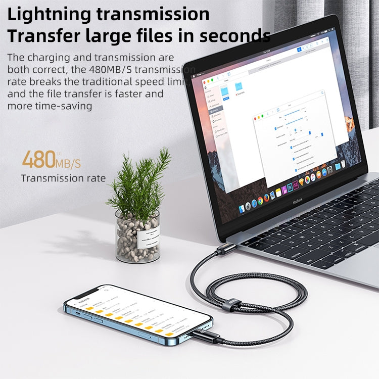 REMAX RC-128i Cáp dữ liệu sạc nhanh 20W hợp kim kẽm bện USB Type-C / USB-C sang 8 chân có màn hình kỹ thuật số thông minh, chiều dài: 1.2m