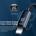 REMAX RC-128i Cáp dữ liệu sạc nhanh 20W hợp kim kẽm bện USB Type-C / USB-C sang 8 chân có màn hình kỹ thuật số thông minh, chiều dài: 1.2m