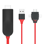 Cáp chuyển đổi video MiraScreen L7-8 3 trong 1 8 chân + Micro USB + USB-C / Type-C sang HDMI, Chiều dài cáp: 2m, 3 trong 1 HDMI