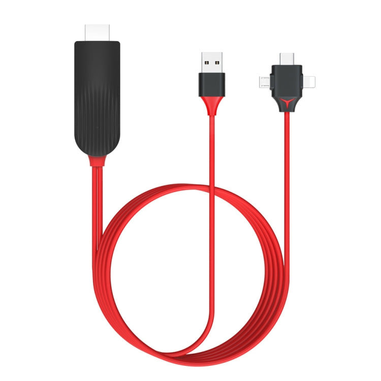 Cáp chuyển đổi video MiraScreen L7-8 3 trong 1 8 chân + Micro USB + USB-C / Type-C sang HDMI, Chiều dài cáp: 2m, 3 trong 1 HDMI
