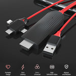 Cáp chuyển đổi video MiraScreen L7-8 3 trong 1 8 chân + Micro USB + USB-C / Type-C sang HDMI, Chiều dài cáp: 2m, 3 trong 1 HDMI