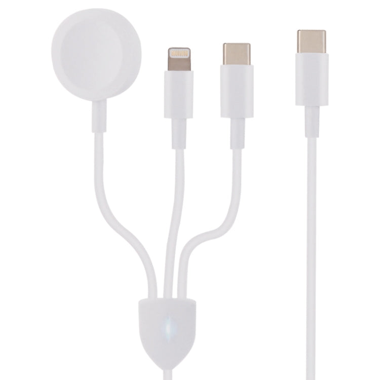Cáp dữ liệu sạc không dây 3 trong 1 USB-C / Type-C sang 8 Pin + USB-C / Type-C + sạc đồng hồ từ tính, chiều dài cáp: 1.2m, 3 trong 1