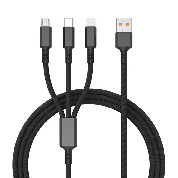 Cáp sạc nhanh bện 3A 3 trong 1 USB sang Type-C / 8 Pin / Micro USB, chiều dài cáp: 1.2m, đầu cắm trắng (đỏ), đầu cắm trắng (đen), đầu cắm trắng (xanh)