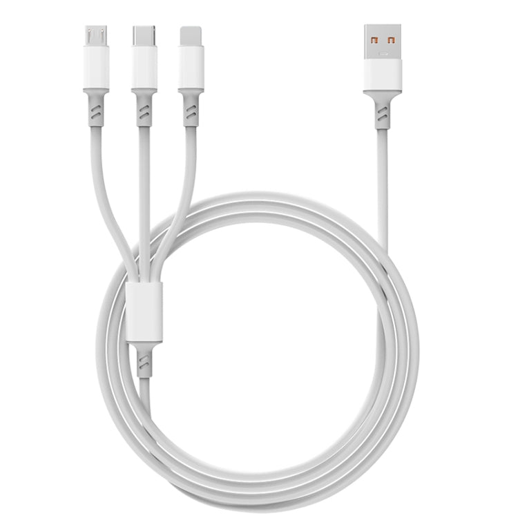 Cáp sạc nhanh 3A 3 trong 1 USB sang Type-C / 8 Pin / Micro USB, chiều dài cáp: 1.2m, màu trắng