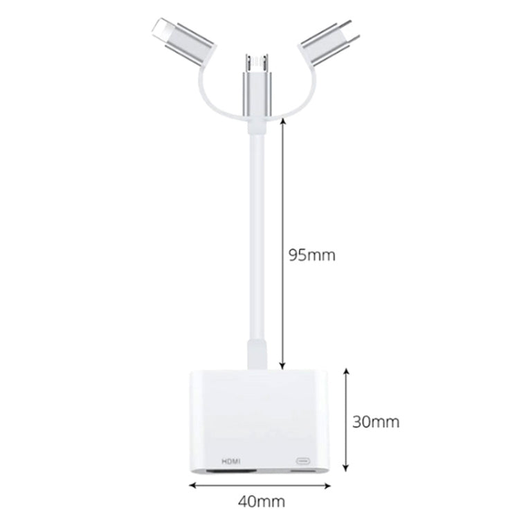 Bộ chuyển đổi A18 Pro 3 trong 1 8 Pin + Type-C + Micro USB sang HDMI + 8 Pin Digital AV