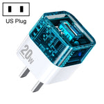 Sạc trong suốt WK WP-U149 20W USB+USB-C/Type-C cổng đôi, phích cắm Mỹ