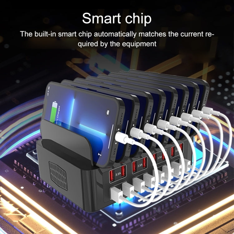 Trạm sạc thông minh 16 cổng USB 150W YFY-A55 với giá đỡ điện thoại & máy tính bảng, phích cắm US, YFY-A55