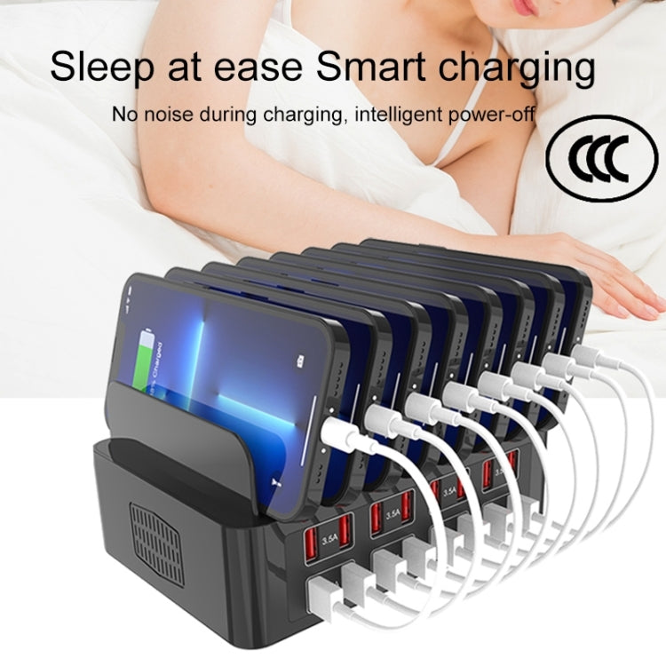 Trạm sạc thông minh 16 cổng USB 150W YFY-A55 với giá đỡ điện thoại & máy tính bảng, phích cắm US, YFY-A55