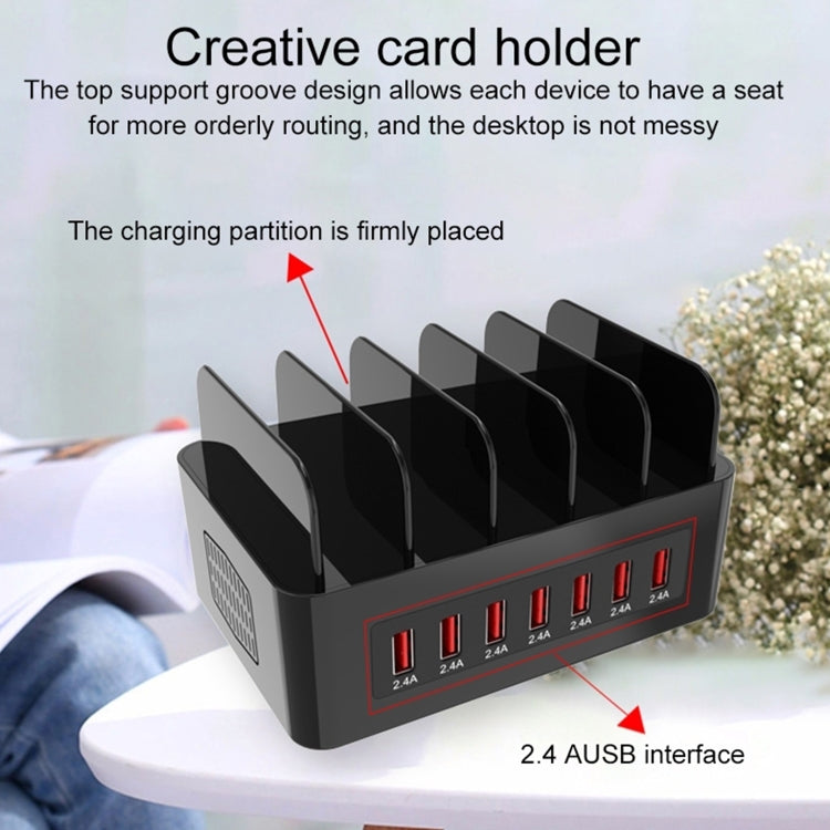 Trạm sạc thông minh 5 cổng USB + Type-C 100W YFY-A54 với giá đỡ điện thoại & máy tính bảng, phích cắm US, YFY-A54