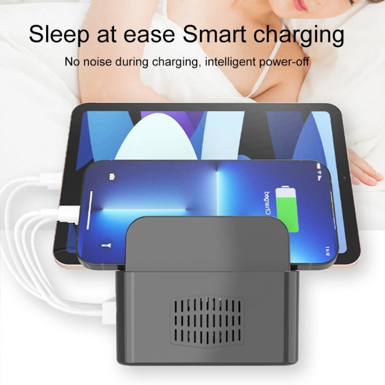 Trạm sạc thông minh 5 cổng USB + Type-C 100W YFY-A54 với giá đỡ điện thoại & máy tính bảng, phích cắm US, YFY-A54
