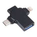 Bộ chuyển đổi OTG X09 4 trong 1 USB sang Giao diện kép 8 Pin+USB-C/Type-C, 4 trong 1