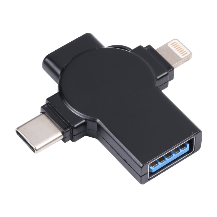 Bộ chuyển đổi OTG X09 4 trong 1 USB sang Giao diện kép 8 Pin+USB-C/Type-C, 4 trong 1