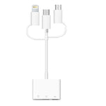Bộ chuyển đổi mở rộng USB OTG 3 trong 1 8-Pin, Micro USB và Type-C sang đầu đọc thẻ TF & SD