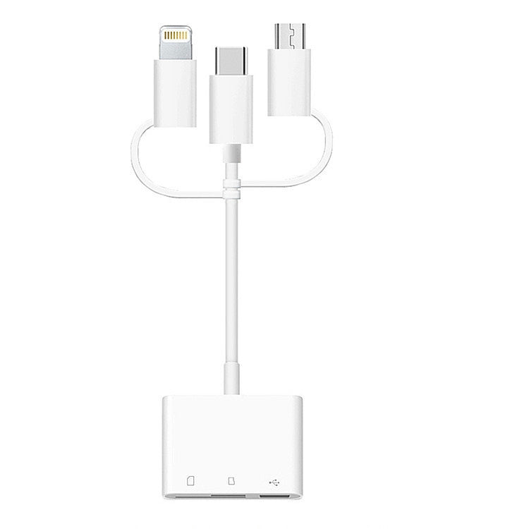 Bộ chuyển đổi mở rộng USB OTG 3 trong 1 8-Pin, Micro USB và Type-C sang đầu đọc thẻ TF & SD