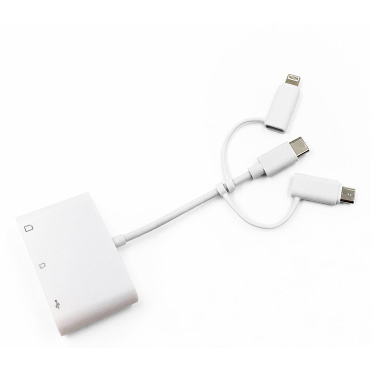 Bộ chuyển đổi mở rộng USB OTG 3 trong 1 8-Pin, Micro USB và Type-C sang đầu đọc thẻ TF & SD