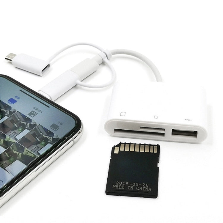 Bộ chuyển đổi mở rộng USB OTG 3 trong 1 8-Pin, Micro USB và Type-C sang đầu đọc thẻ TF & SD