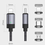 Cáp dữ liệu sạc nhanh nam châm USB-C / Type-C sang Micro USB 15W, kiểu: cáp 1m + đầu nam châm, Micro USB