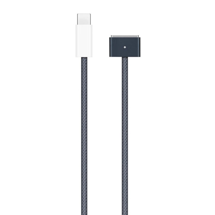 Cáp dữ liệu sạc nhanh bện USB-C / Type-C sang Magsafe 3, Chiều dài: 2m, Màu xanh dương, Trắng